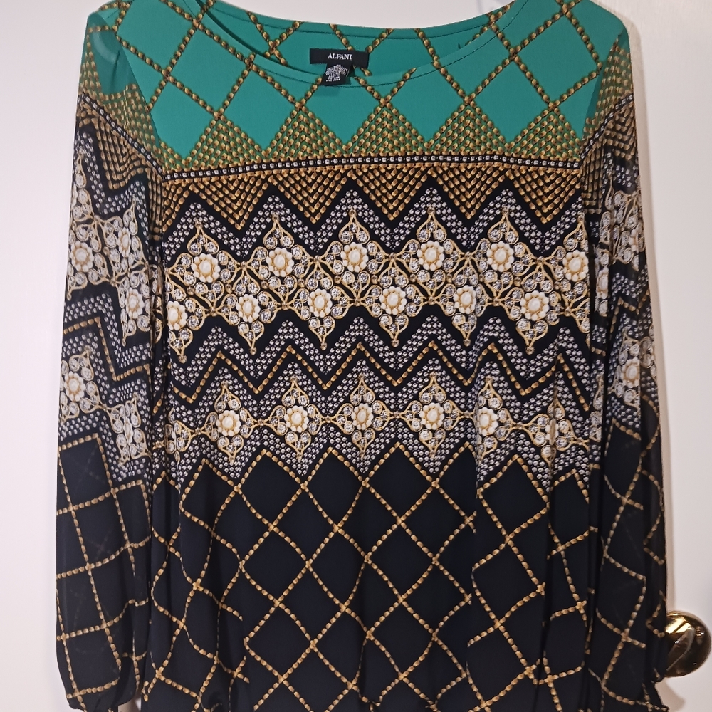 Womens sheen sleeved alfani blouse